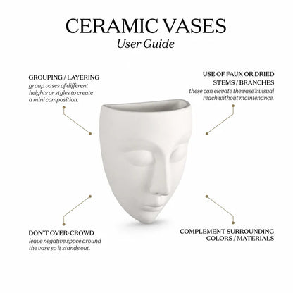 Ceramic Vase For Mystiface Modern Small, White Flower Vase - Mystiface