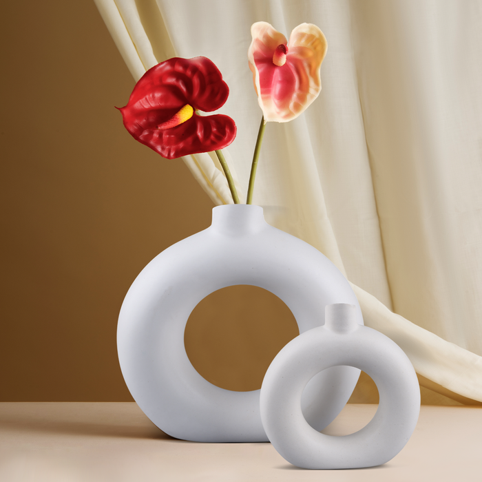 Handmade Ceramic Vase Matte Decorative Vases For Flowers White & Black
