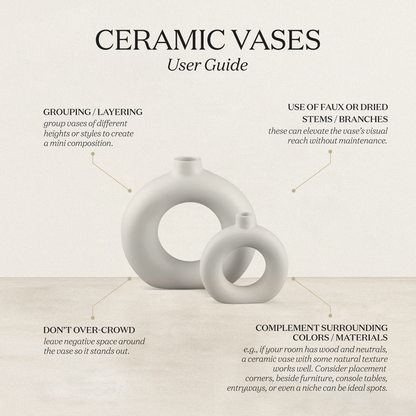 Ceramic Vase Matte Decorative Vases For Flowers White & Black Set Of 2