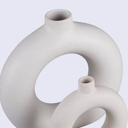 Ceramic Vase Matte Decorative Vases For Flowers White & Black Set Of 2