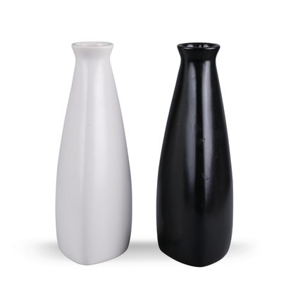 Ceramic Vase Taper Decorative Flower Vases Black & White Set Of 2