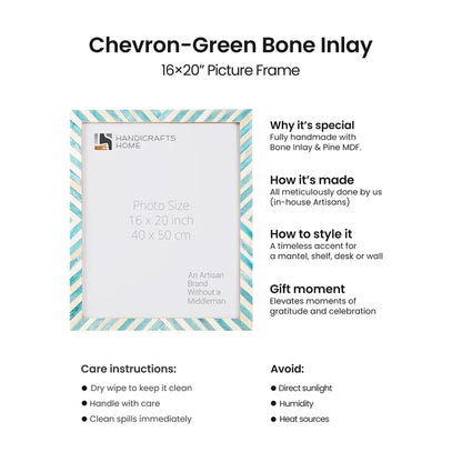 Handmade Chevron Collection, Bone Inlay, Green, 23 Sizes