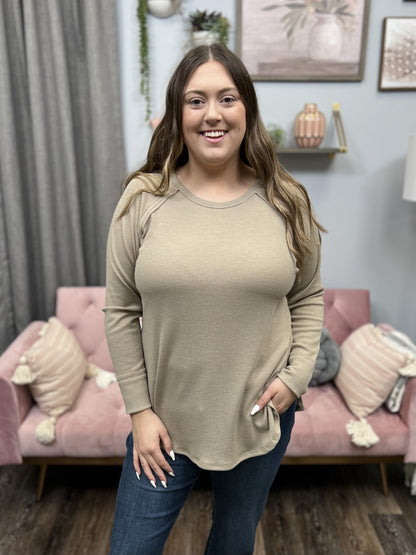 Absolutely You Women's Waffle Knit Long Sleeve Top