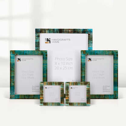 Handmade Classic Verdigris Bone Inlay Picture Frame Set (5-Pieces, for tabletop or wall display