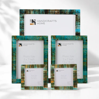 Classic Verdigris Bone Inlay Picture Frame Set (5-Pieces)