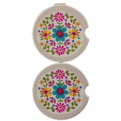 Cream Folk Flower Car Coaster Set Cream Folk Flower Car Coaster Set Home