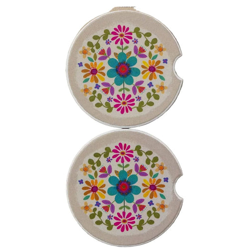 Cream Folk Flower Car Coaster Set Cream Folk Flower Car Coaster Set Home