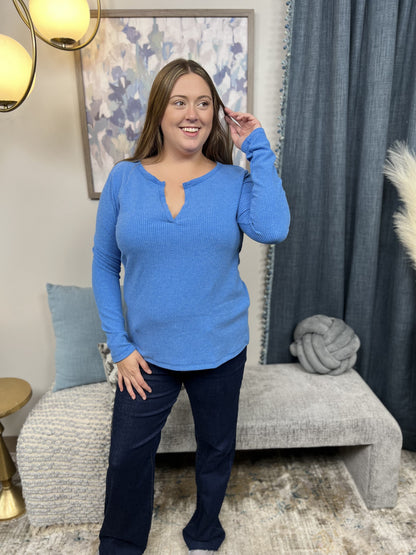 Play Your Cards Women's Waffle Knit Long Sleeve Top