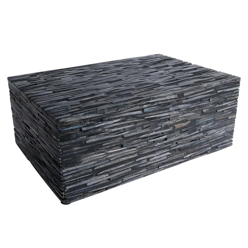 Handmade Koyala Kachcha Bone Inlay Box - Black & Grey - 2 Sizes, for jewelry and keepsake storage