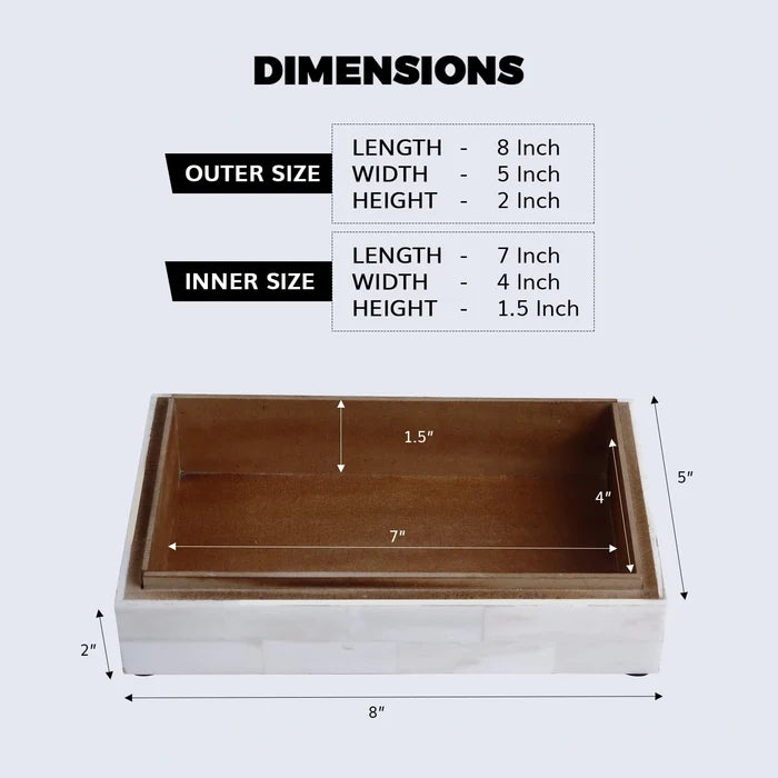 Handmade Decorative Box White Bone Inlay Collection White 8 Sizes, for jewelry and keepsake storage