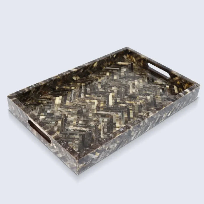 Handmade Decorative Tray 17x11, 12x12 Large Ottoman Coffee Table Tray Brown