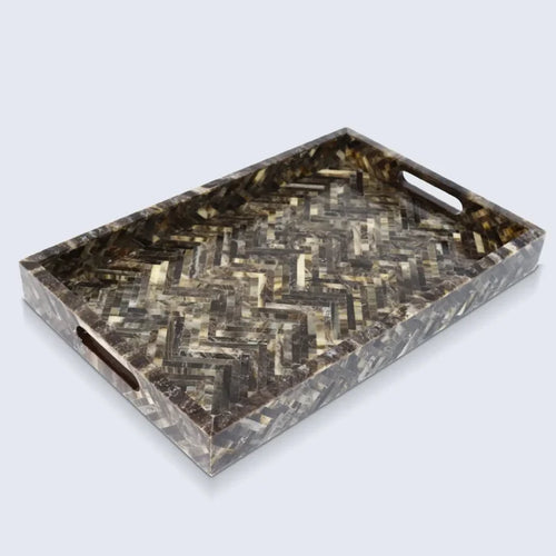 Handmade Decorative Tray 17x11, 12x12 Large Ottoman Coffee Table Tray Brown