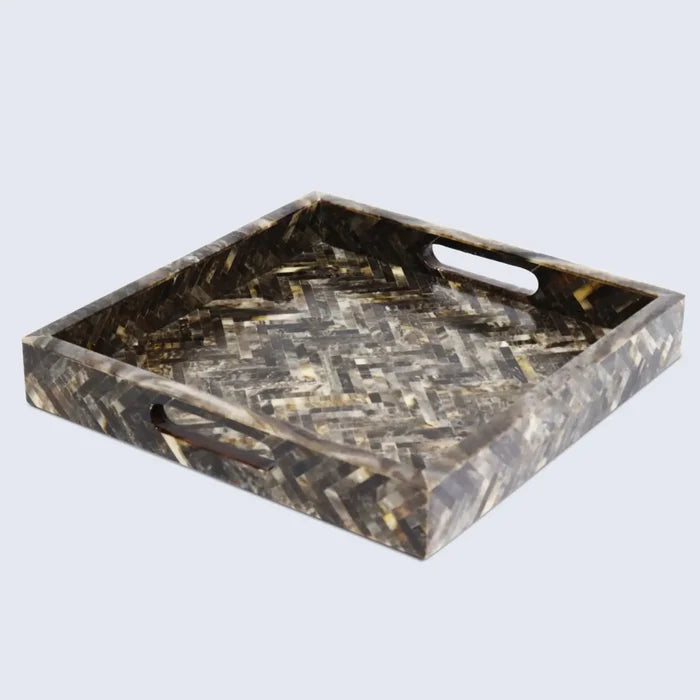 Handmade Decorative Tray 17x11, 12x12 Large Ottoman Coffee Table Tray Brown