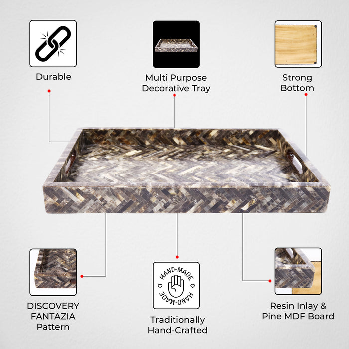 Decorative Tray 17x11, 12x12 Large Ottoman Coffee Table Tray Brown