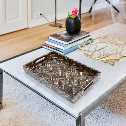 Decorative Tray 17x11, 12x12 Large Ottoman Coffee Table Tray Brown