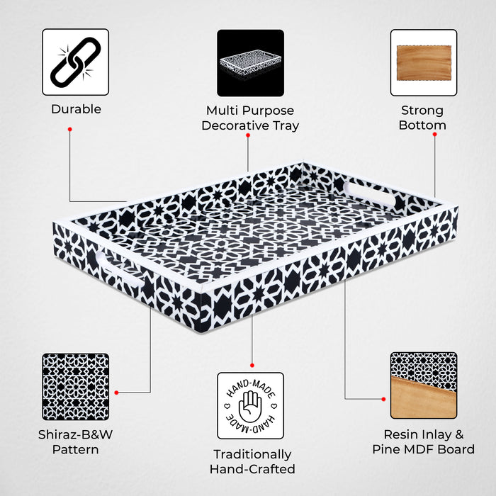 Decorative Tray 17"x11" 12"x12" Shiraz Ottoman Coffee Table