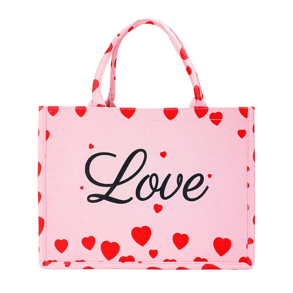 LOVE Message Heart Printed Tote Bag