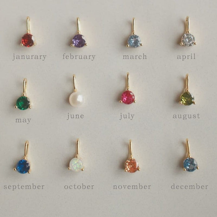 FYB Birthstone Charm – Crystal Charm, 18K Gold Plated Sterling Silver FYB Birthstone Charm – Crystal Charm, 18K Gold Plated Sterling Silver Charms