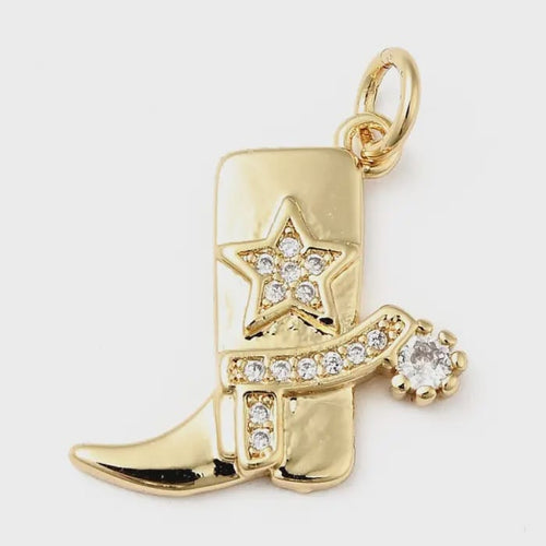 Gold Pave Cowgirl Boot Charm Gold Pave Cowgirl Boot Charm Charms