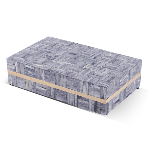Handmade Decorative Storage Box Brick Pattern Bone Inlay Grey & Brown in 3 Sizes