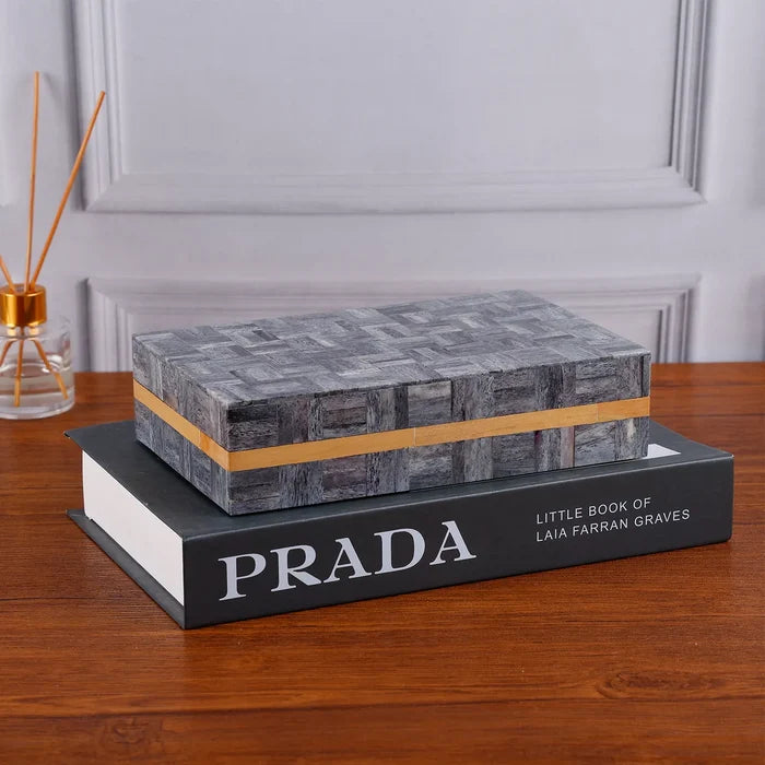 Grey Bone Inlay Decorative Boxes | Basketweave | 3 Sizes