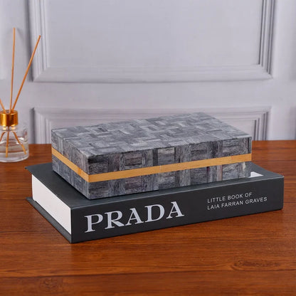 Grey Bone Inlay Decorative Boxes | Basketweave | 3 Sizes