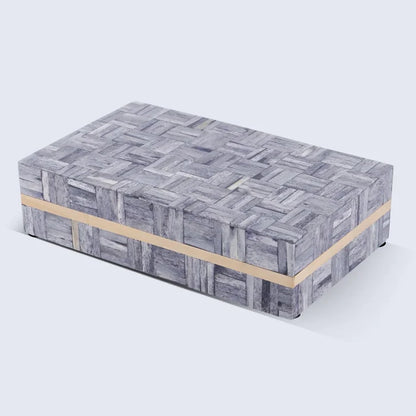 Grey Bone Inlay Decorative Boxes | Basketweave | 3 Sizes