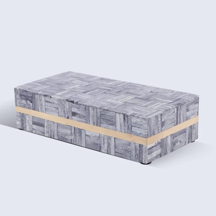Grey Bone Inlay Decorative Boxes | Basketweave | 3 Sizes