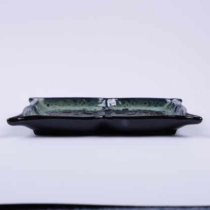 Handmade Decorative Ceramic Platter For Serving & Decor -BLUE-SQR