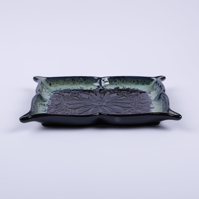 Handmade Decorative Ceramic Platter For Serving & Decor -BLUE-SQR