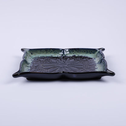 Handmade Decorative Ceramic Platter For Serving & Decor -BLUE-SQR