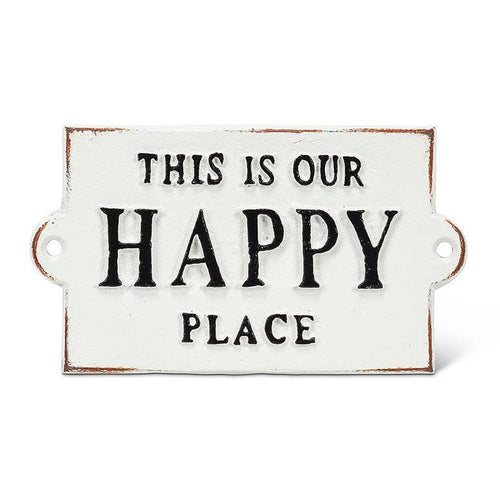 Happy Place Sign-White-5.5"L