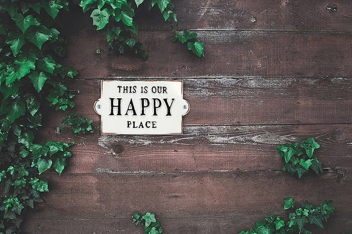 Happy Place Sign-White-5.5"L