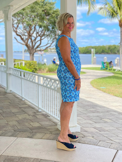 BAHAMA BLUE SHIFT DRESS