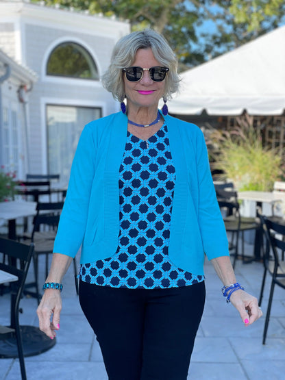 LULU-B AQUA OPEN SHRUG