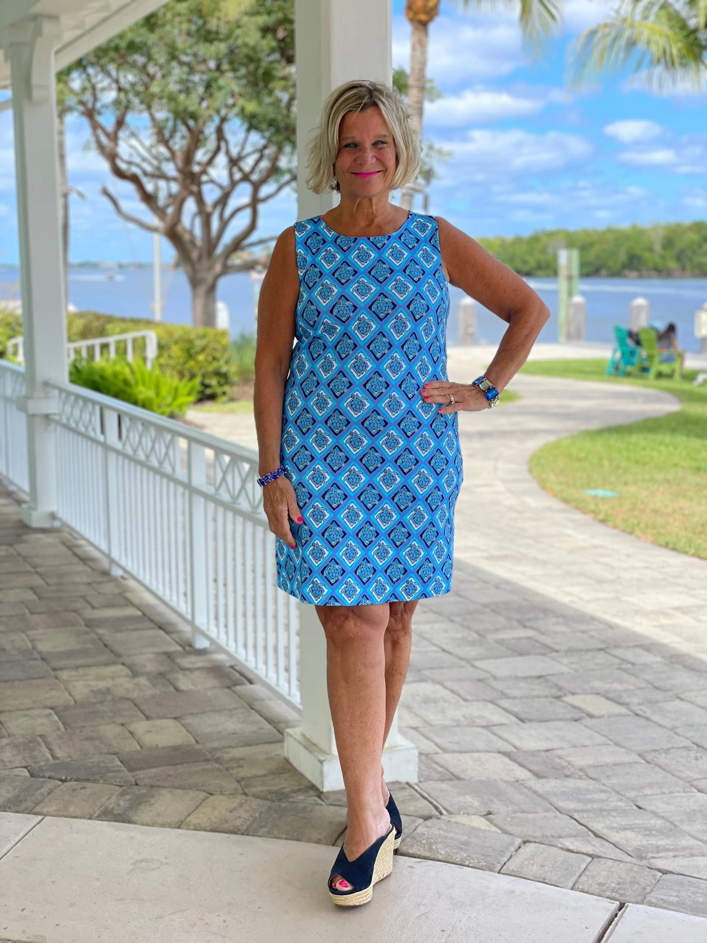 BAHAMA BLUE SHIFT DRESS