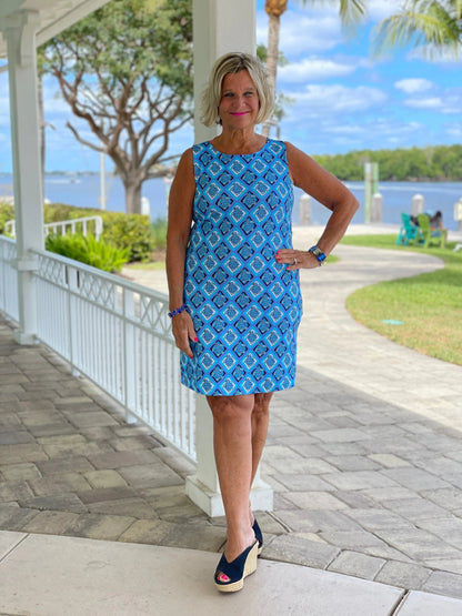 BAHAMA BLUE SHIFT DRESS
