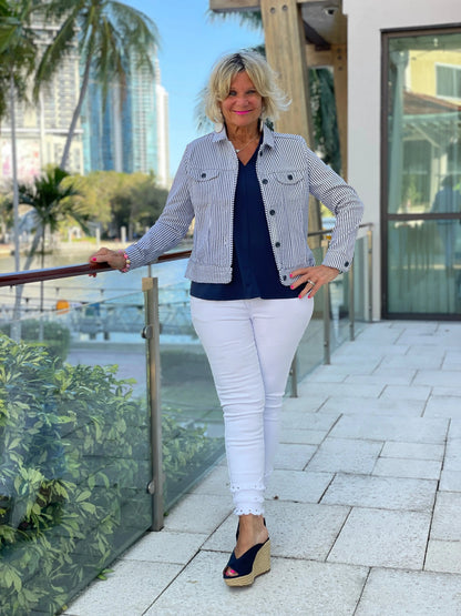 LULU B  NAVY LINSEERSUCKER JACKET