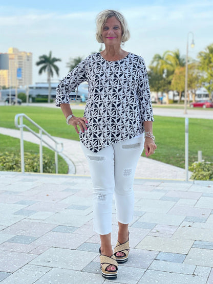 BLACK AND BEIGE ASYMMETRIC TOP