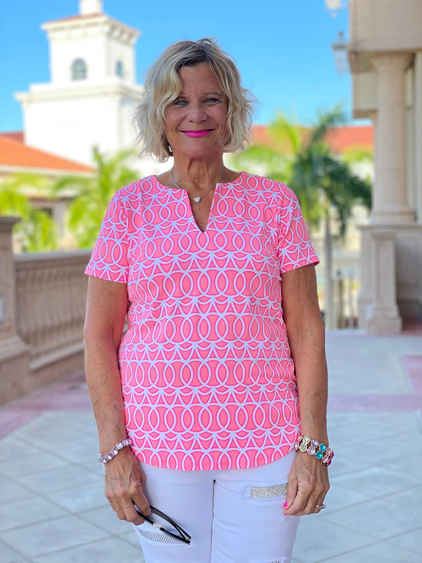 CANDY PINK SHORT SLEEVE TOP