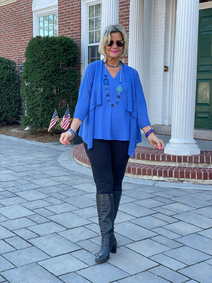 BLUE MESH RUFFLE WRAP
