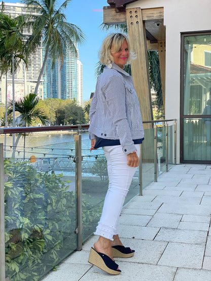 LULU B  NAVY LINSEERSUCKER JACKET