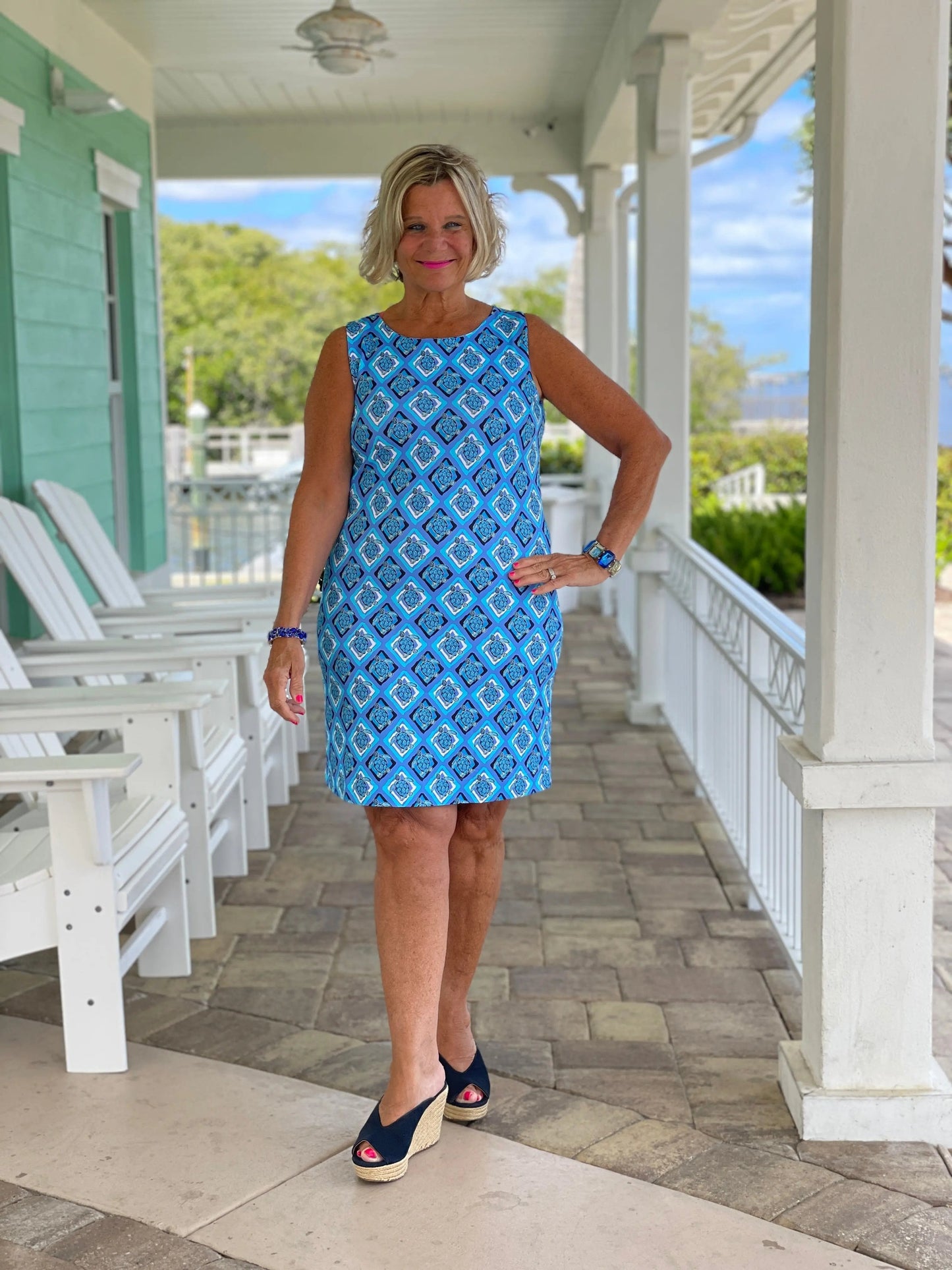 BAHAMA BLUE SHIFT DRESS