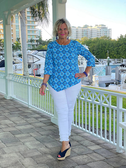 BAHAMA BLUE TURTLE ASYMMETRIC TOP