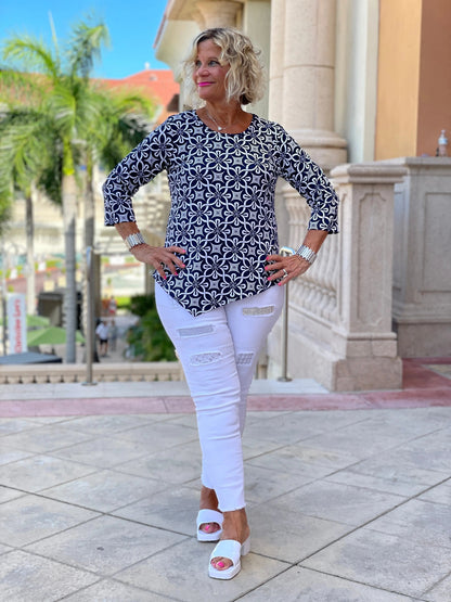 BRIGHTEN BLUE ASYMMETRIC TOP