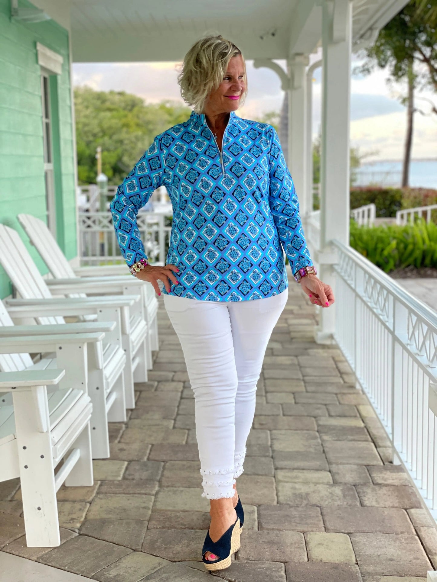 BAHAMA BLUE TURTLE HALF ZIPPER