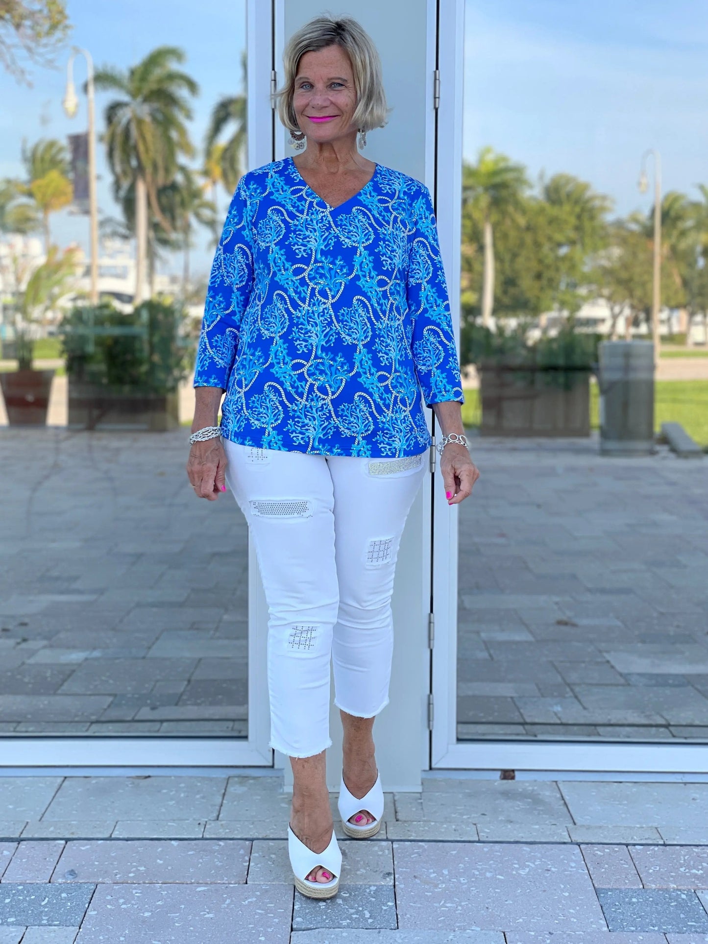 AQUA LANE V-NECK TOP