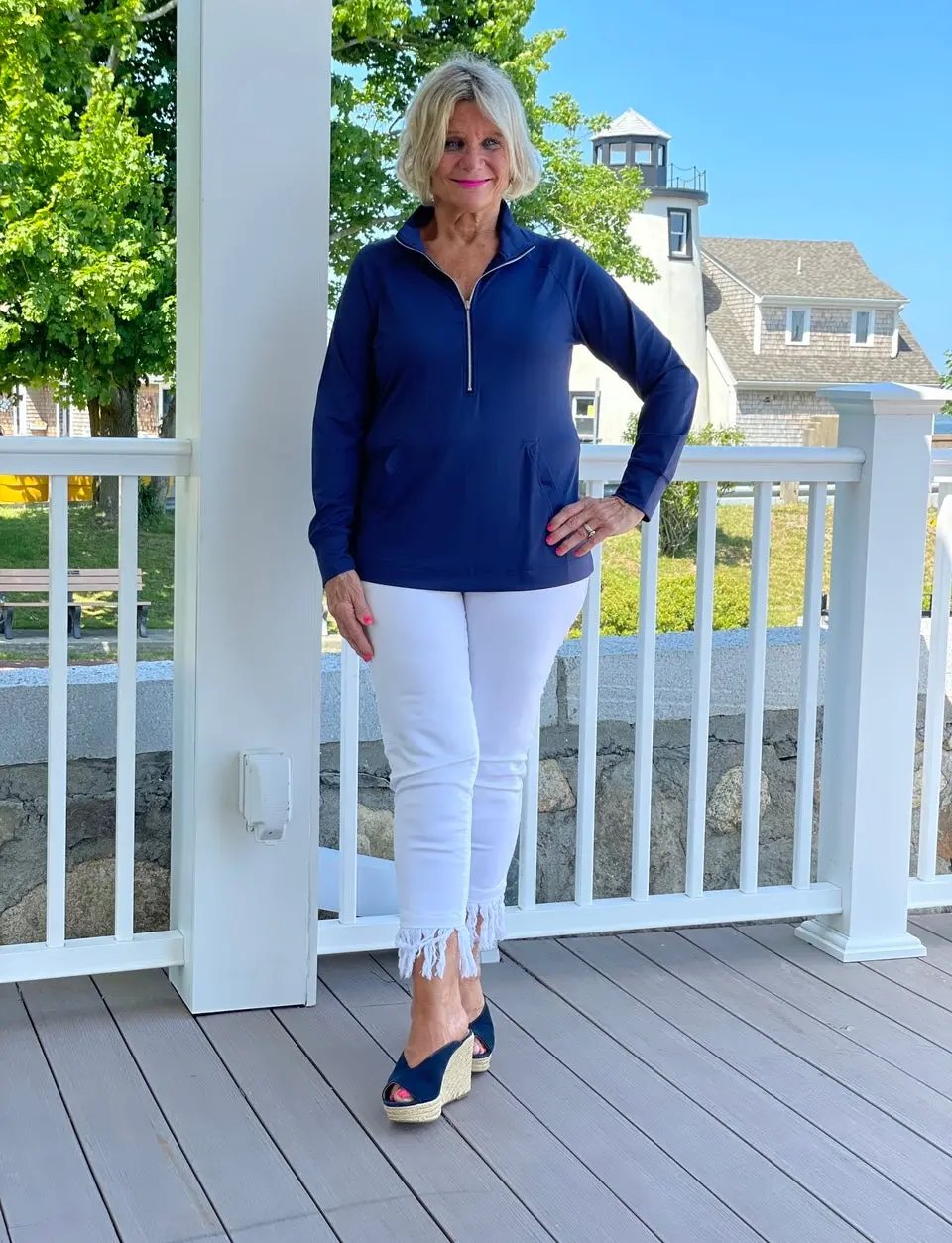 LULU-B KANGAROO NAVY HALF ZIPPER
