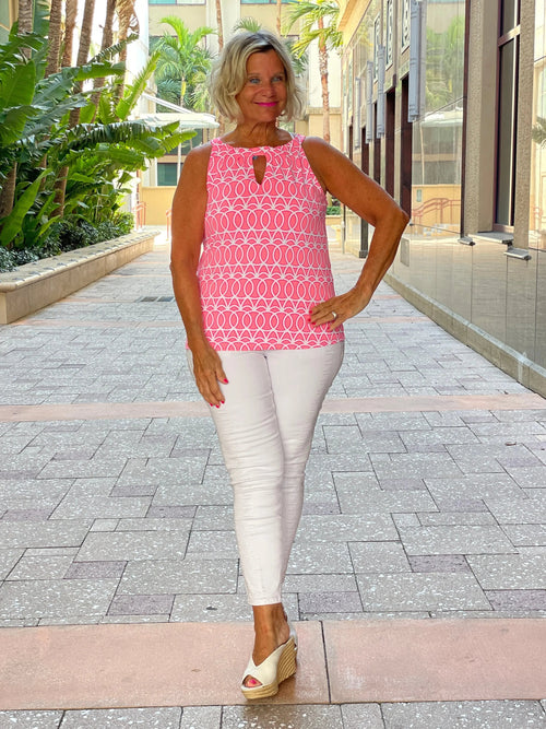 CANDY PINK KEYHOLE TOP