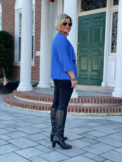 BLUE MESH RUFFLE WRAP